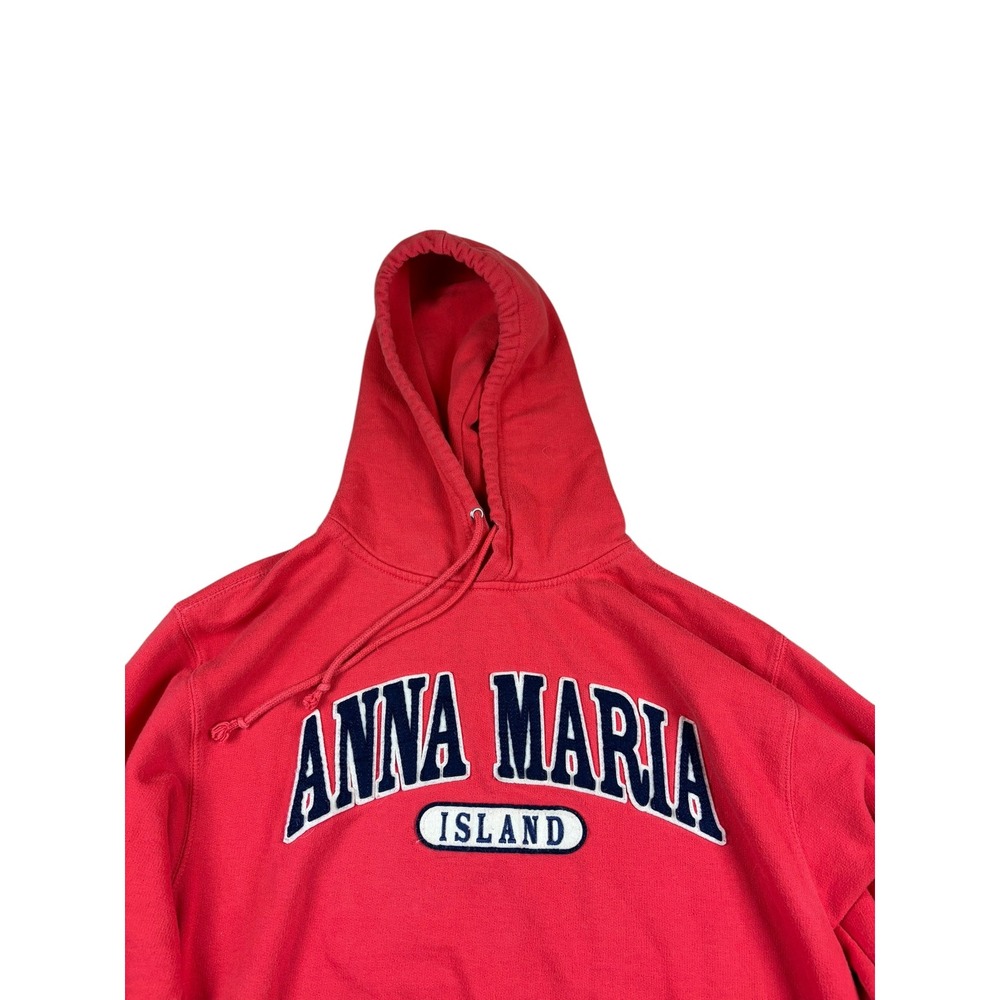 Anna Maria Island Red Fleece Pullover Hoodie Sweatshirt Womens Small